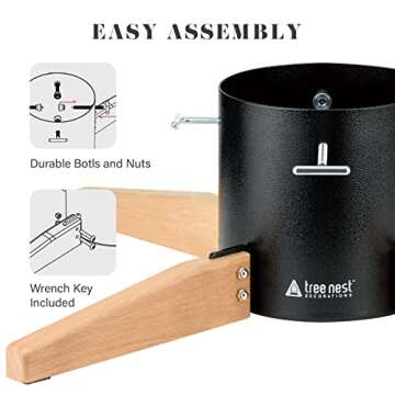 Tree Nest Large Christmas Tree Stand Base for Real Trees Nordic Style Christmas Tree Holder up to 10ft Trees Stable for Xmas Decoration Timber (Black)