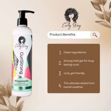 My Curly Way Curly Hair Strong Hold Gel – Curlstrong Styling and Defining Gel for Waves, Curls and...