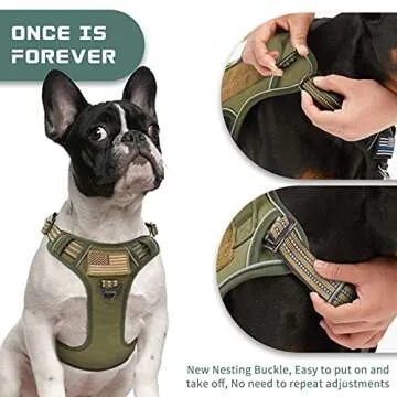 BUMBIN Tactical Dog Harness for Medium Dogs No Pull, Famous TIK Tok No Pull Dog Harness, Fit Smart Reflective Pet Walking Harness for Training, Adjustable Dog Vest Harness with Handle Green M