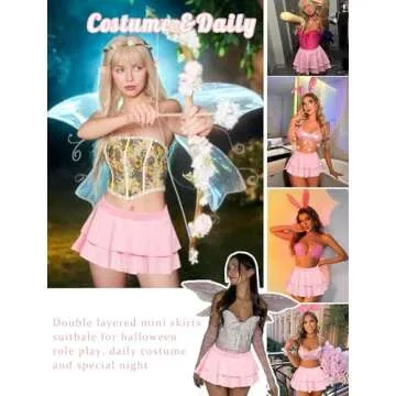 Avidlove Women Schoolgirl Pleated Sexy Mini Cosplay Skirt Ruffle Lingerie (Pink,M)