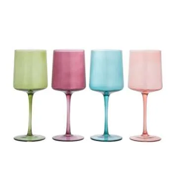 Creative Co-Op Assorted Hand Blown Wine Glasses Set