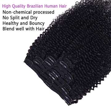Curly Clip In Extension Human Hair 3C 4A Kinky Curly Clip Ins Full Head for Black Women Brazilian Re...