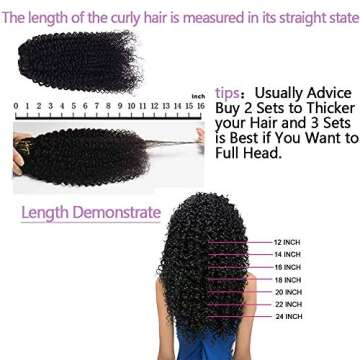 Curly Clip In Extension Human Hair 3C 4A Kinky Curly Clip Ins Full Head for Black Women Brazilian Remy Human Hair Natural Color 8Pcs with18clips 120g/Set (16 inch, curly wave)
