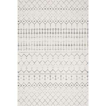 nuLOOM 7x9 Moroccan Blythe Area Rug, Grey, Faded Bohemian Design, Stain Resistant, For Bedroom, Dining Room, Living Room, Hallway, Office, Kitchen, Entryway