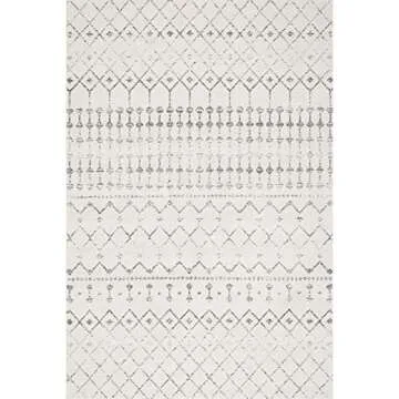 nuLOOM 7x9 Moroccan Blythe Area Rug, Grey, Faded Bohemian Design, Stain Resistant, For Bedroom, Dining Room, Living Room, Hallway, Office, Kitchen, Entryway