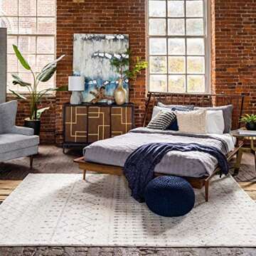 nuLOOM 7x9 Moroccan Blythe Area Rug, Grey, Faded Bohemian Design, Stain Resistant, For Bedroom, Dining Room, Living Room, Hallway, Office, Kitchen, Entryway