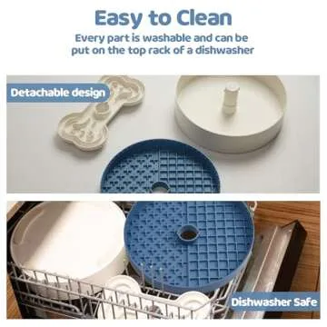 Puzzle Feeder Slow Feeder Dog Bowls for Large Breeds, Detachable Design Dog Lick Bowls with 4 Slow Feeding Modes, Suitable for Dry, Wet, and Raw Food, Stress Relieve and Dishwasher Safe,Blue