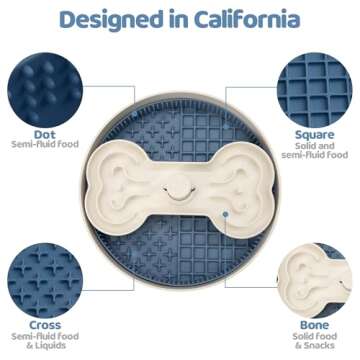 Puzzle Feeder Slow Feeder Dog Bowls for Large Breeds, Detachable Design Dog Lick Bowls with 4 Slow Feeding Modes, Suitable for Dry, Wet, and Raw Food, Stress Relieve and Dishwasher Safe,Blue