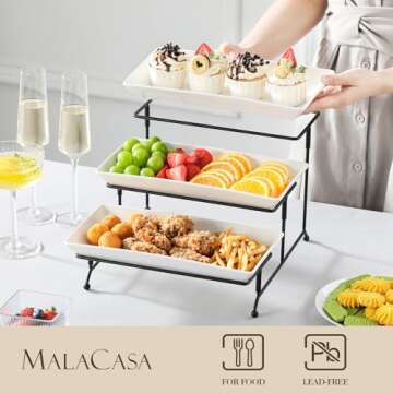 MALACASA 3 Tier Serving Trays for Elegant Displays