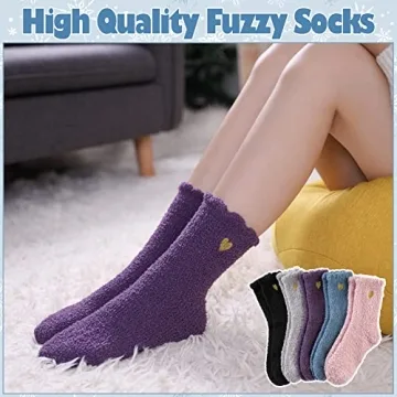 LANLEO Women's Soft Warm Fuzzy Winter Socks - Set of 5