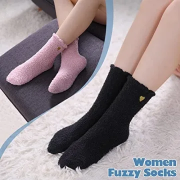 LANLEO Women's Soft Warm Fuzzy Winter Socks - Set of 5