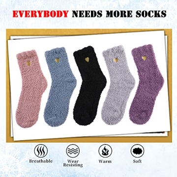 LANLEO Women's Soft Warm Fuzzy Winter Socks - Set of 5