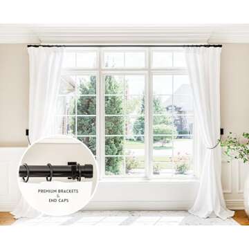 BlastHome Luxury 6 ft Custom Curtain Rod – Stylish Tuxedo Black Finish