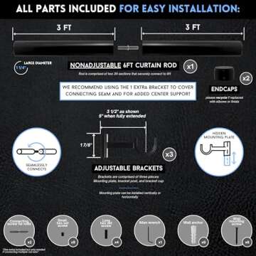 BlastHome Luxury 6 ft Custom Curtain Rod for Seamless Look