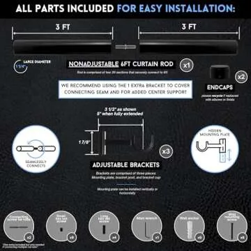 BlastHome Luxury 6 ft Custom Curtain Rod for Seamless Look