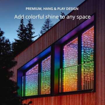 Twinkly Christmas Curtain Lights 210 RGB+W LEDs - App-Controlled, Sync with Music, Indoor & Outdoor ...