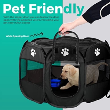 Homerealm Dog Playpen Indoor for Small, Medium and Large Dogs. Portable Dog Pen,Foldable & Pop up Puppy playpen Indoor & Outdoor Travel. Puppy Kennel Comes with Additional Toys and Bag.(Small-Black)