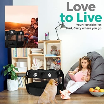 Homerealm Dog Playpen Indoor for Small, Medium and Large Dogs. Portable Dog Pen,Foldable & Pop up Puppy playpen Indoor & Outdoor Travel. Puppy Kennel Comes with Additional Toys and Bag.(Small-Black)