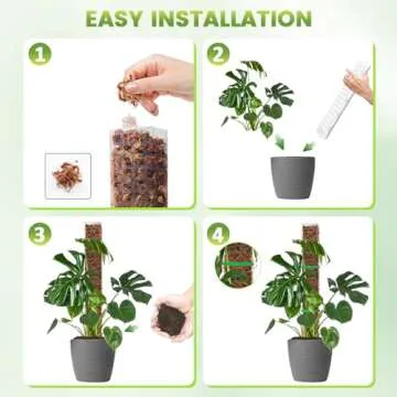 EOX 4 Pcs 24 Inch Plastic Moss Pole for Monstera, Large D Shaped Poles for Climbing Plants Work with Sphagnum Moss, 90 Inch Plant Stake Set of 4, Garden Ties
