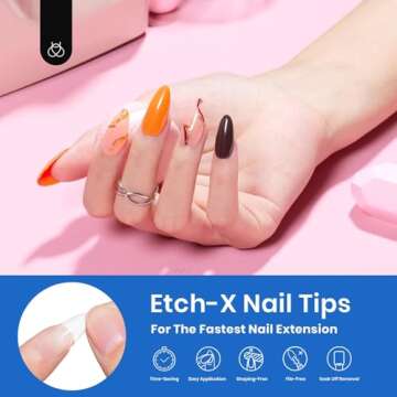 Beetles 12 Sizes Gel Nail Tips Etch Nail Tips 504Pcs Pre Filed Half Matte Medium Almond Full Cover Nail Tips False Fake Clear Acrylic Press on Nails for DIY Nail Extension and Salon Use