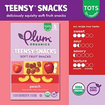 Plum Organics Teensy Snacks Soft Fruit Snacks - Peach - 0.35 oz Bags (Pack of 40) - Organic Toddler Food Fruit Snacks
