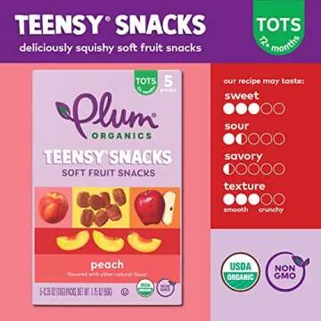 Plum Organics Teensy Snacks Soft Fruit Snacks - Peach - 0.35 oz Bags (Pack of 40) - Organic Toddler Food Fruit Snacks