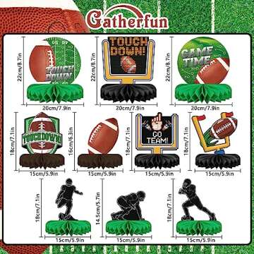 10PCS Football Party Decorations Football Table Centerpiece Football Honeycomb Centerpieces Table To...