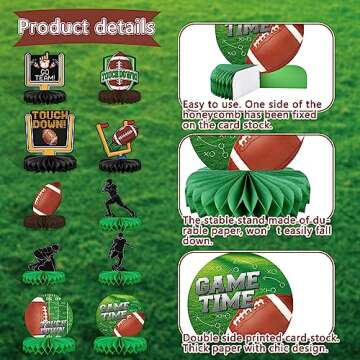 10PCS Football Party Decorations Football Table Centerpiece Football Honeycomb Centerpieces Table Toppers for Football Birthday Party Football Game