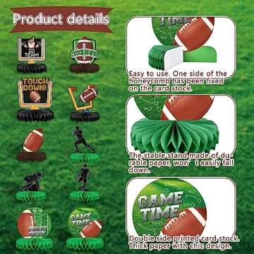 10PCS Football Party Decorations Football Table Centerpiece Football Honeycomb Centerpieces Table Toppers for Football Birthday Party Football Game