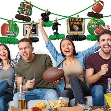 10PCS Football Party Decorations Football Table Centerpiece Football Honeycomb Centerpieces Table Toppers for Football Birthday Party Football Game