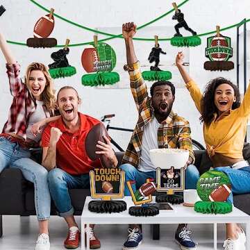 10PCS Football Party Decorations Football Table Centerpiece Football Honeycomb Centerpieces Table Toppers for Football Birthday Party Football Game