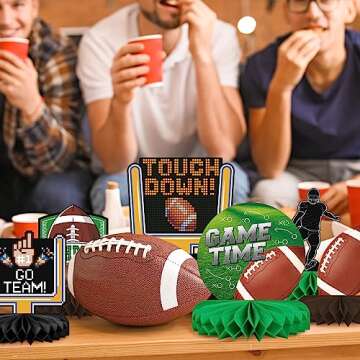 10PCS Football Party Decorations Football Table Centerpiece Football Honeycomb Centerpieces Table Toppers for Football Birthday Party Football Game