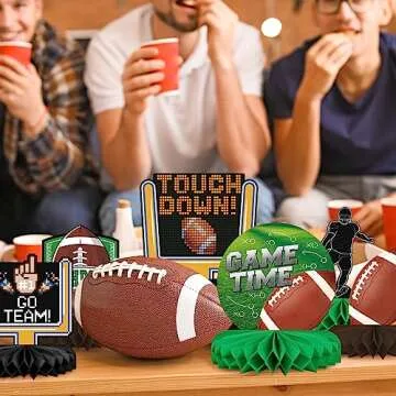 10PCS Football Party Decorations Football Table Centerpiece Football Honeycomb Centerpieces Table Toppers for Football Birthday Party Football Game