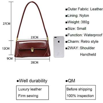 Small Clutch Shoulder Bag for Women Leather Mini Tote Handbag Purse with Buckle Closure (black)