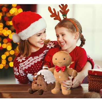 Eoieov Christmas Plush Stuffed Gingerbread Pillows for Couch, Bed, Living Room - Chic Ginger House Decoration Pillows for Christmas Party, 12.5"