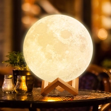 KIFACI Rechargeable Moon Lamp 5.9inch, 3D Moon Lights for Bedroom, Suitable as Kids Night Lights Bed...