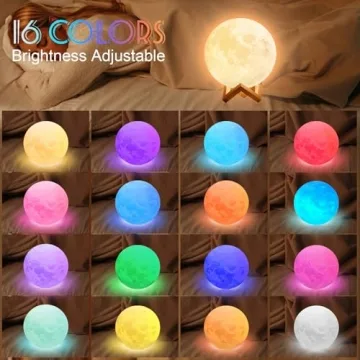 KIFACI Rechargeable Moon Lamp - 16 Colors & Remote Control