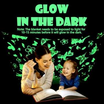 Glow in The Dark Butterfly Blanket for 1 2 3 4 5 6 7 8 9 10 11 12 Year Old Girl Gifts, Pink Blanket ...