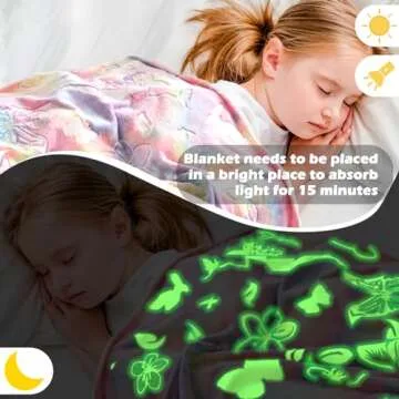 Glow in The Dark Butterfly Blanket for 1 2 3 4 5 6 7 8 9 10 11 12 Year Old Girl Gifts, Pink Blanket Soft Cozy for Kids Girl Birthday Christmas Toys Gift, Throw Blanket 50"x60"