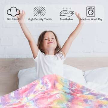 Glow in The Dark Butterfly Blanket for 1 2 3 4 5 6 7 8 9 10 11 12 Year Old Girl Gifts, Pink Blanket Soft Cozy for Kids Girl Birthday Christmas Toys Gift, Throw Blanket 50"x60"