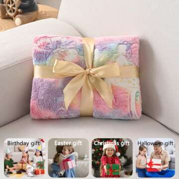 Glow in The Dark Butterfly Blanket for 1 2 3 4 5 6 7 8 9 10 11 12 Year Old Girl Gifts, Pink Blanket Soft Cozy for Kids Girl Birthday Christmas Toys Gift, Throw Blanket 50"x60"