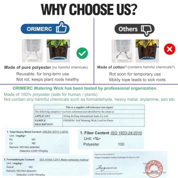 ORIMERC Self-Watering Wick Cord 30ft Plant Care Solution