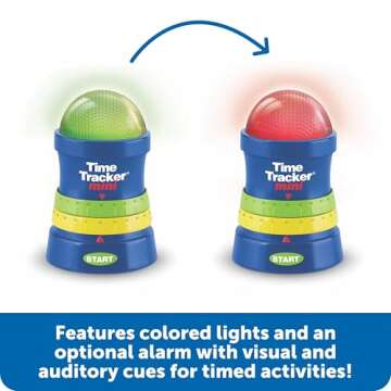 Learning Resources Time Tracker Mini Visual Timer, Classroom Timer, Hand Washing Timer, Auditory and Visual Cue, Ages 3+