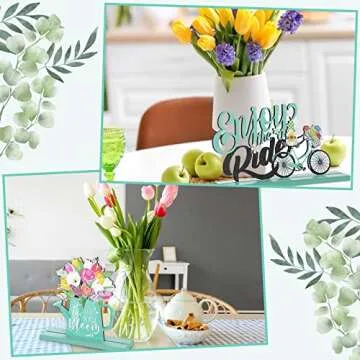 Blulu 4 Pcs Hello Spring Table Decorations for Home