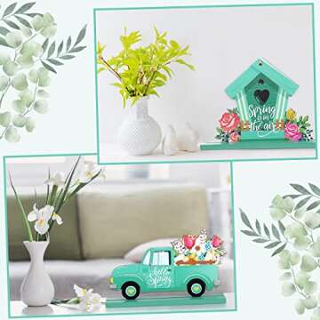 Blulu 4 Pcs Hello Spring Table Decorations for Home