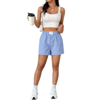 Floerns Women's Stylish Plaid Casual Summer Shorts