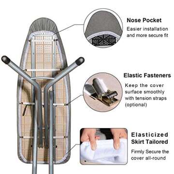 Extra-Wide Ironing Board Cover with Thick Padding 18" x 49"