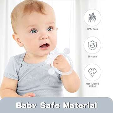 Termichy Teething Toys for Babies 0-6 Months, Soft Baby Teether for Soothe Babies Sore Gums for New Born Breast Feeding Babies, Freezer Safe BPA-Free Hands Free Design(Crystal,1 Pack)