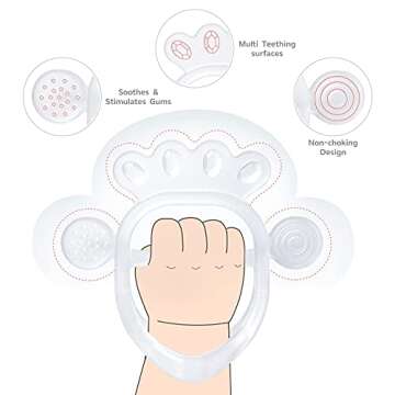 Termichy Teething Toys for Babies 0-6 Months, Soft Baby Teether for Soothe Babies Sore Gums for New Born Breast Feeding Babies, Freezer Safe BPA-Free Hands Free Design(Crystal,1 Pack)