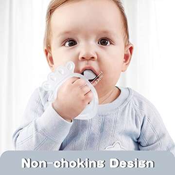 Termichy Teething Toys for Babies 0-6 Months, Soft Baby Teether for Soothe Babies Sore Gums for New Born Breast Feeding Babies, Freezer Safe BPA-Free Hands Free Design(Crystal,1 Pack)